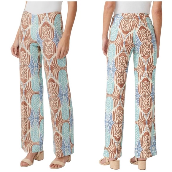 J MCLAUGHLIN CARTER PANT 4 LINEN STRAIGHT RELAXED SIDE ZIP BOHO FESTIVAL SUMMER - Picture 1 of 11